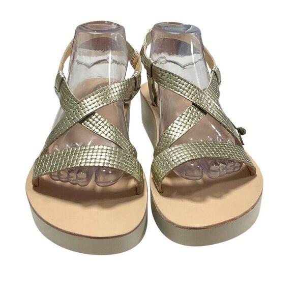 Olukai Sandals Womens 10 Gold Bubbly/White Sand Onohi Strappy Platform NEW - Picture 2 of 11